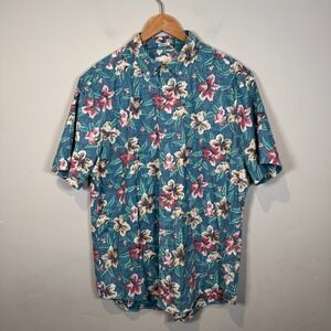 Reyn Spooner Hawaiian Shirt Mens Size XLarge XL Limited Issue Banzai Biscus Blue